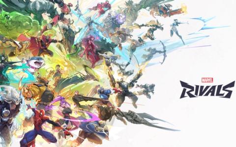 Official Marvel Rivals artwork showing a lineup of Marvel heroes beside the game's logo.