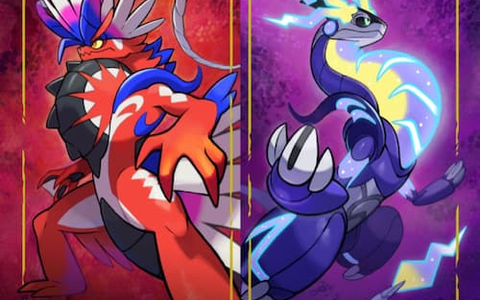 Pokemon Scarlet and Violet open-world scene with a trainer and starter Pokemon exploring the Paldea region.