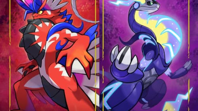 Pokemon Scarlet and Violet open-world scene with a trainer and starter Pokemon exploring the Paldea region.