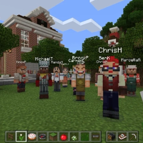 Kids playing avatars going to school in minecraft