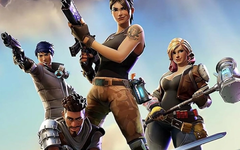 Fortnite Battle Royale match in progress, characters in colorful skins on a cartoon island.