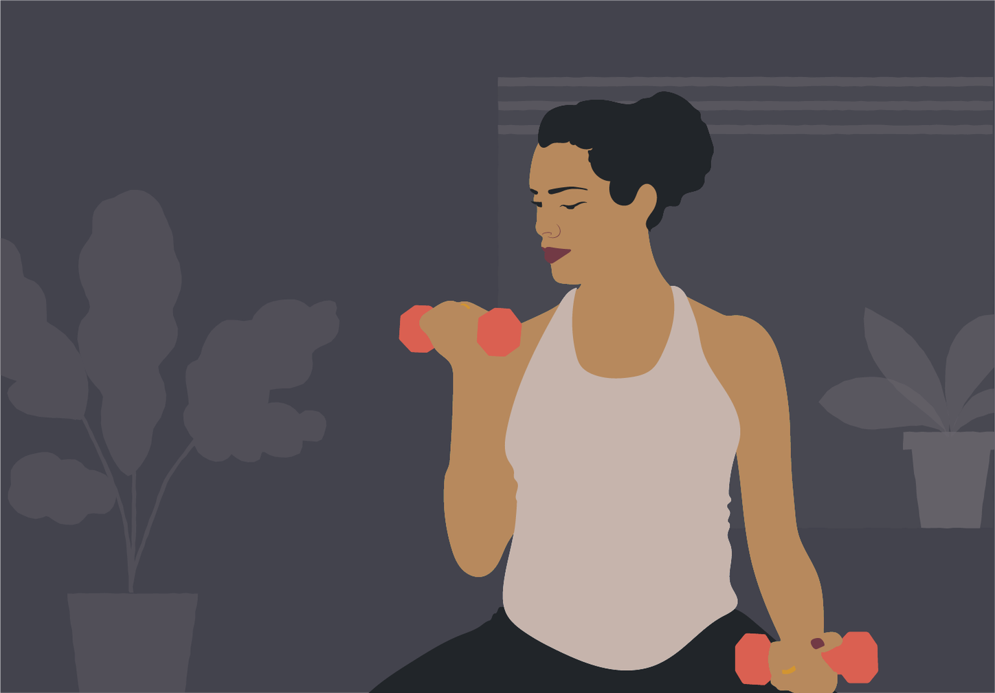 An illustration of a pregnant person lifting weights.