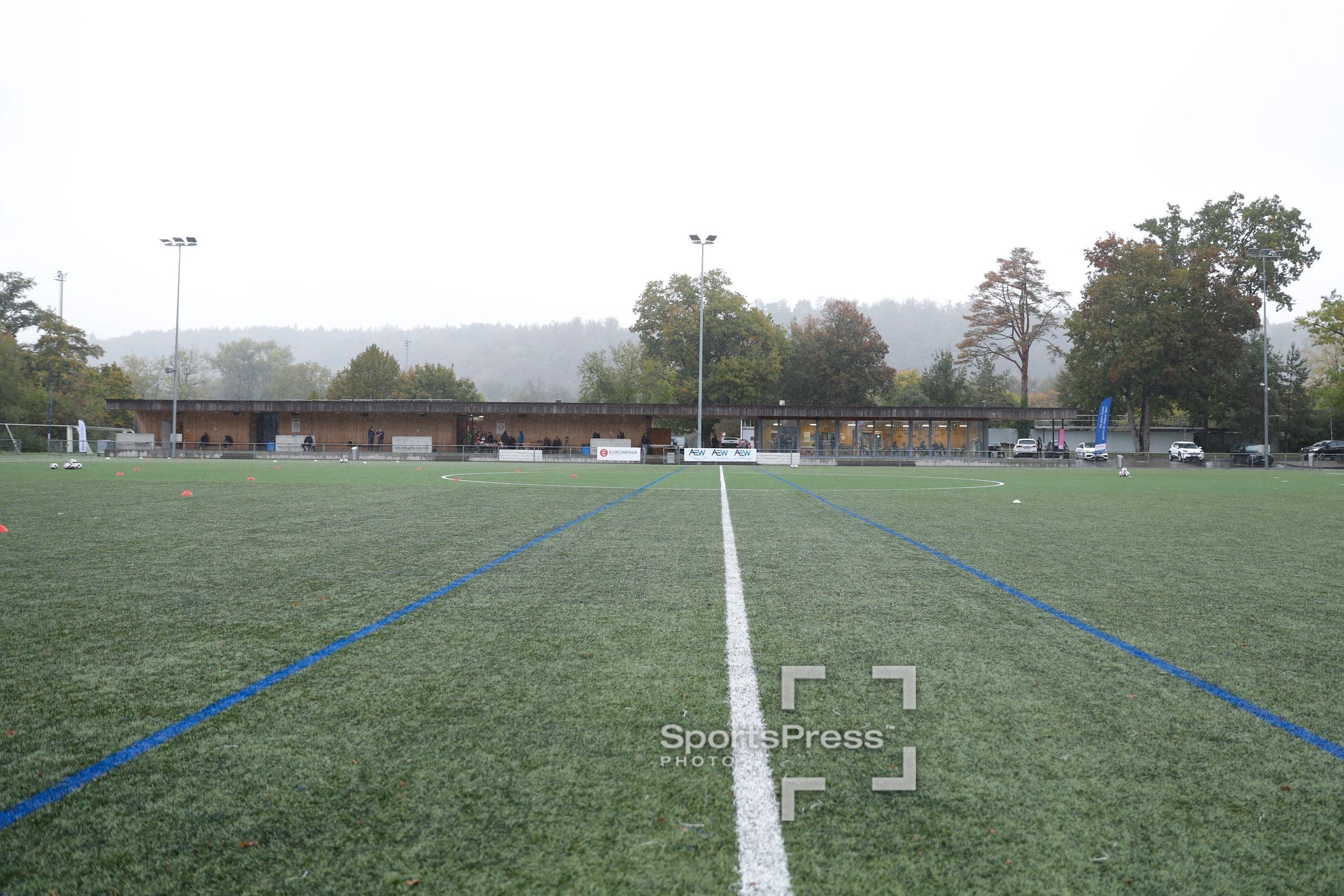 Die leere Sportanlage Schachen in Aarau im Regen vor dem Spiel der AXA Women’s Super League zwischen den FC Aarau Frauen und dem FC Basel 1893.