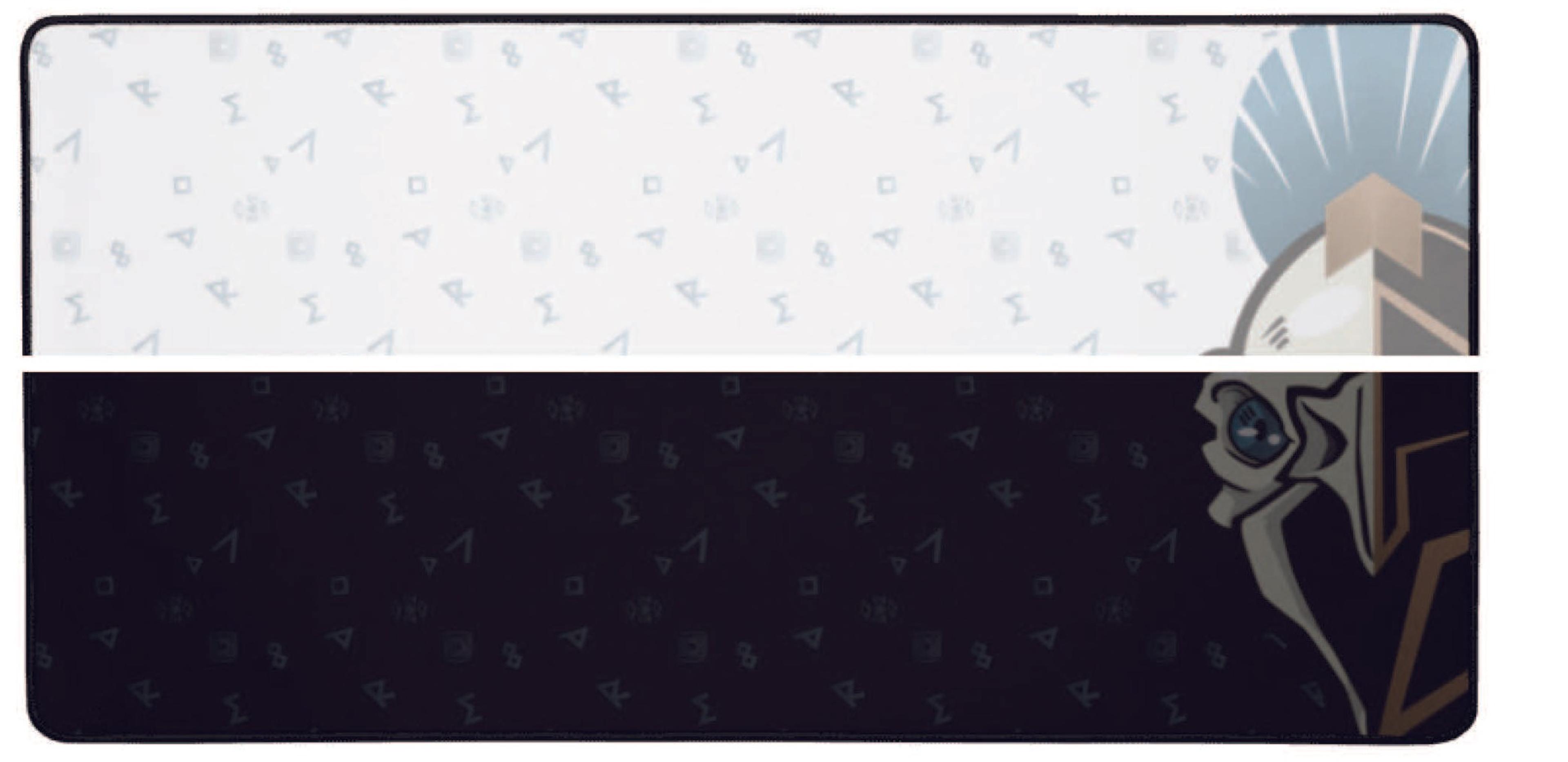 NYXIA-Deskmat in Hell und Dunkel mit Signet.