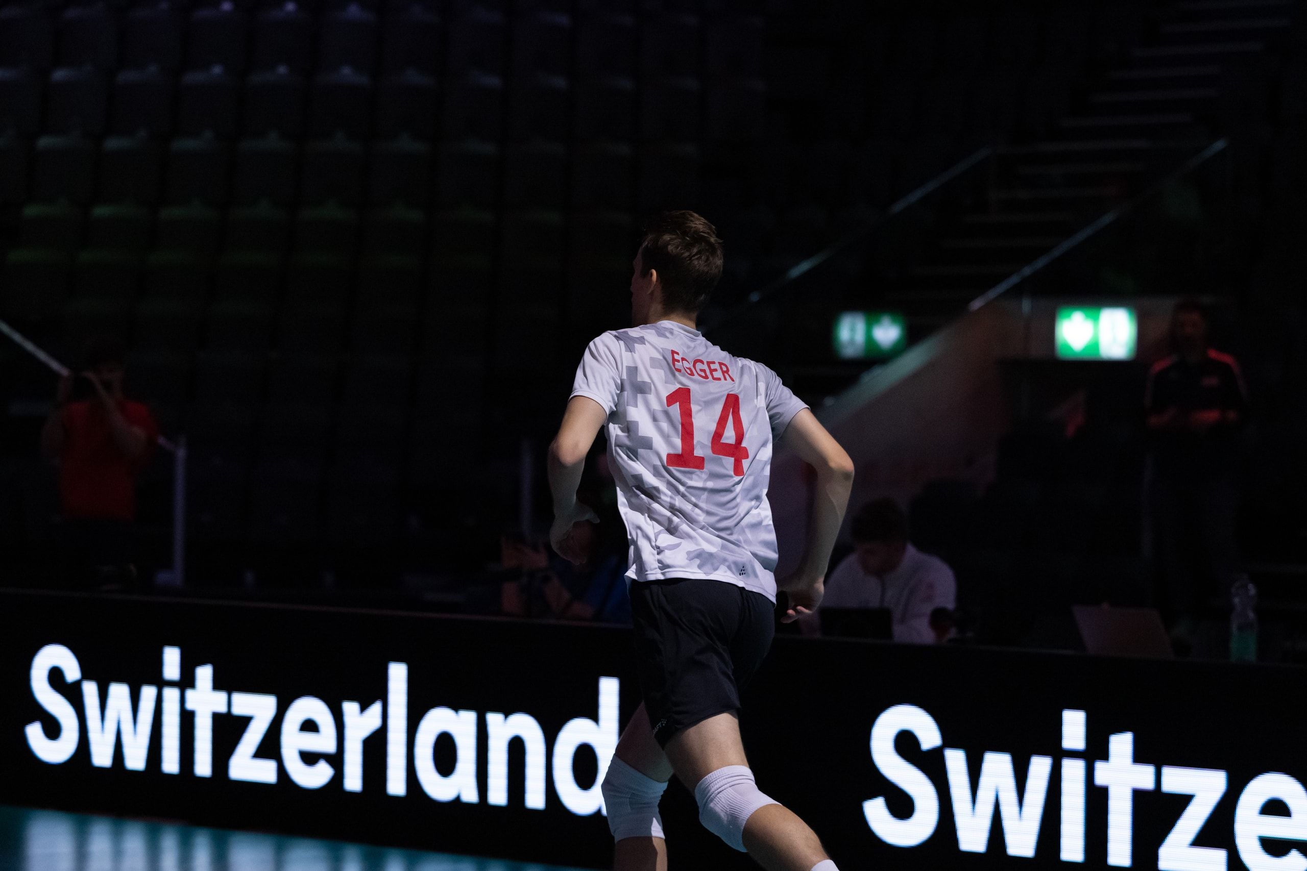 Fabrice Egger von der Schweiz, beim Spiel der CEV Volleyball European League gegen Luxemburg in der Pilatus Arena in Kriens.