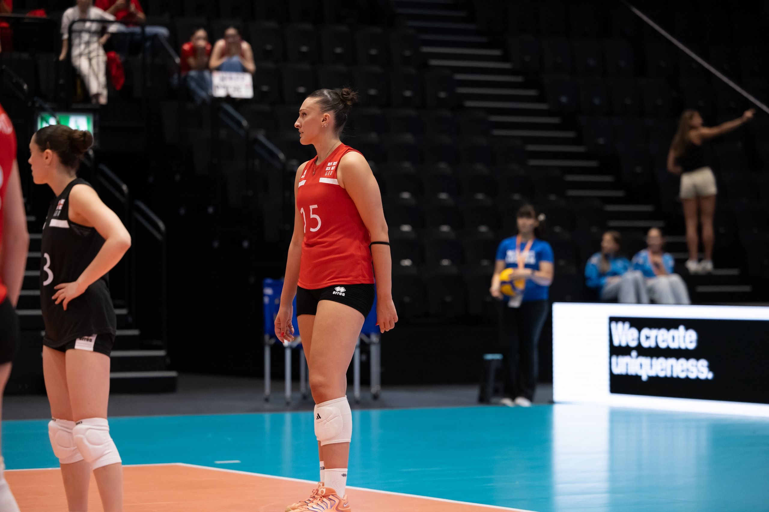 Mariam Mushkudiani von Georgien, beim Spiel der CEV Volleyball European League gegen die Schweiz in der Pilatus Arena in Kriens.