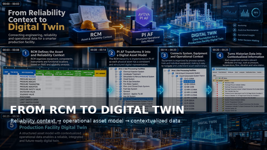 From reliability context to digital twin: RCM, PI AF and contextualised data in one workflow