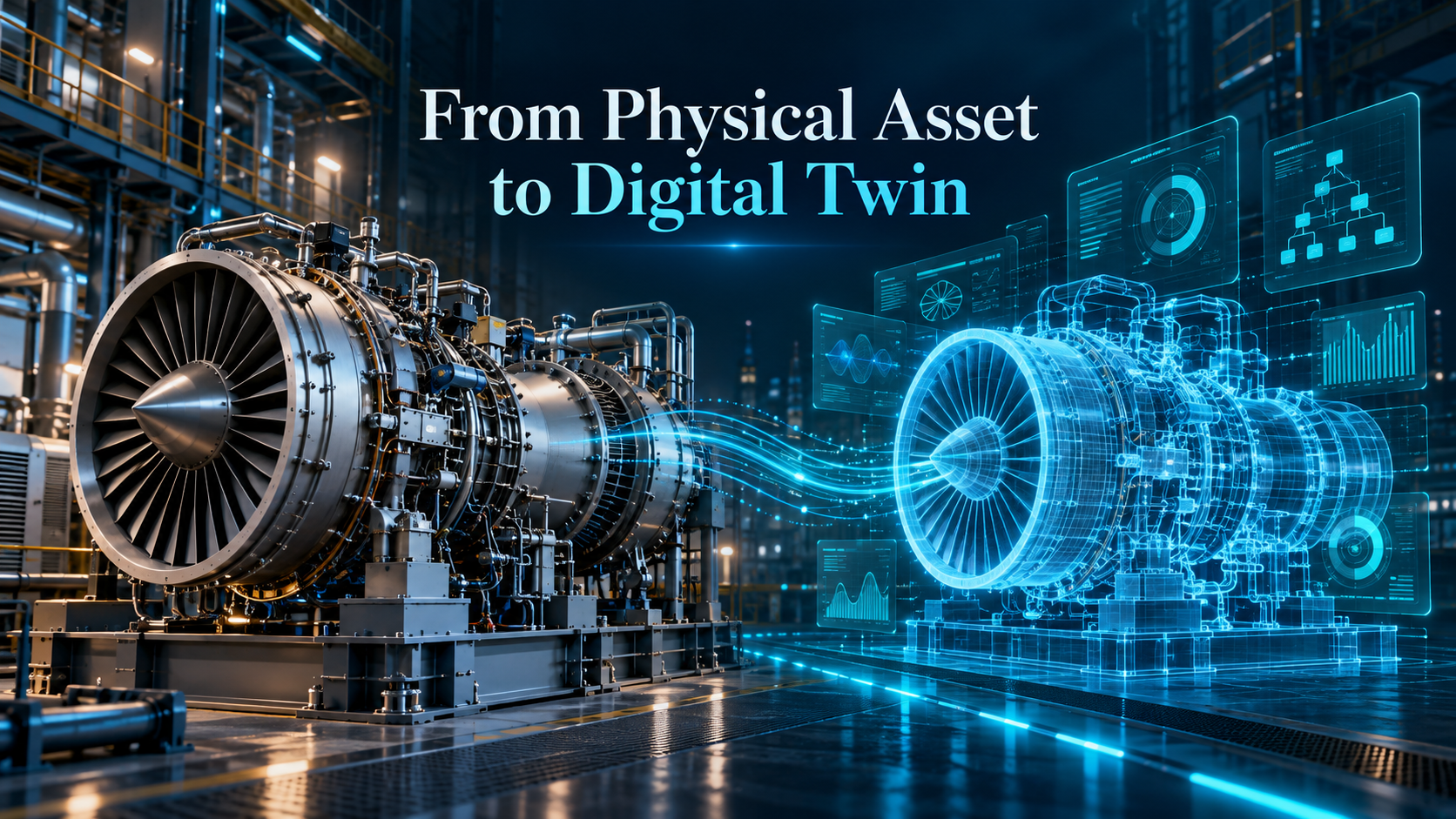 Engineering digital twin of a gas turbine compressor in AVEVA PI AF showing compressor performance and lube oil system data