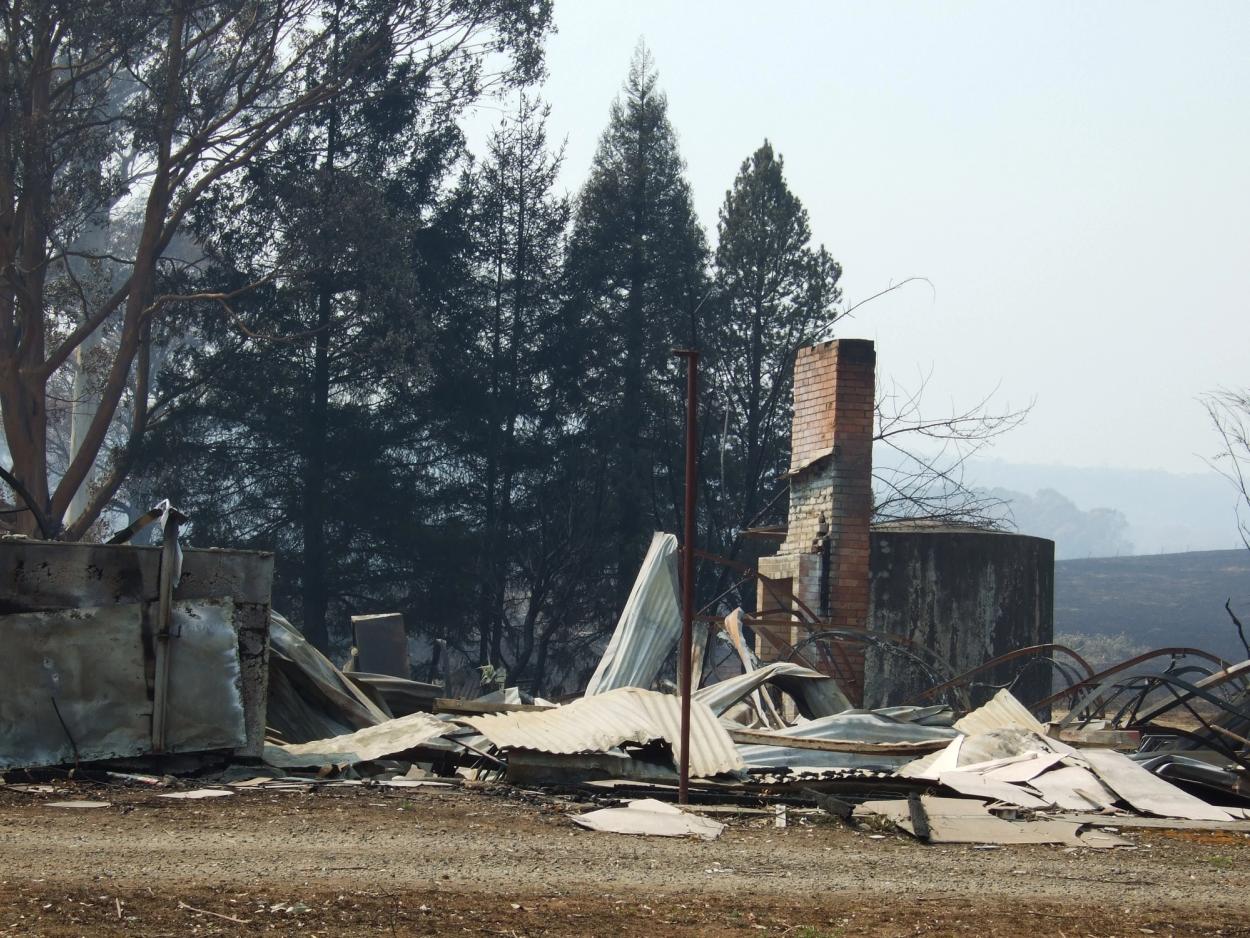 The community hall destroyed in the fire