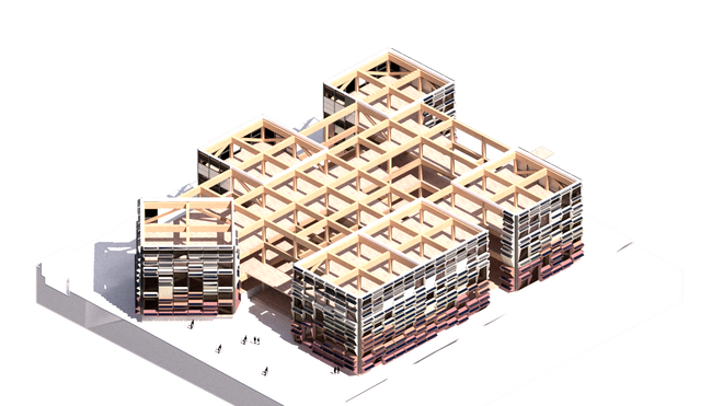 Facade system on timber structure
