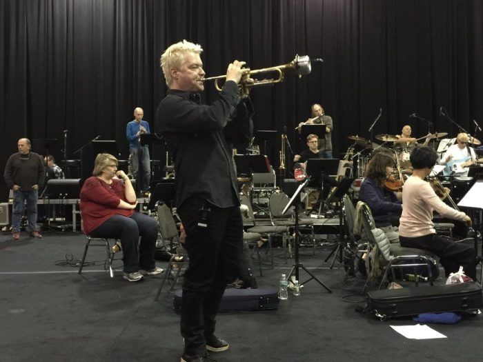 Chris Botti and the Orchestra of St. Luke’s. They joined James on “Have Yourself a Merry Little Christmas.” (Photo: Ellyn Kusmin)