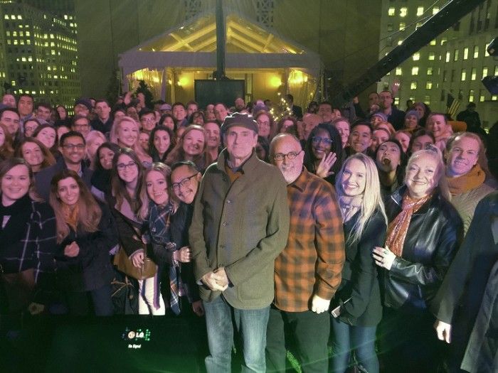 James and the crowd at Rockefeller Center. Photo by Ellyn Kusmin.