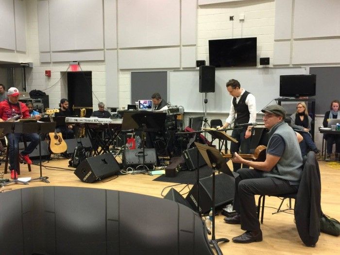 Rehearsing with Music Director Rickey Minor. (Photo: Ellyn Kusmin)