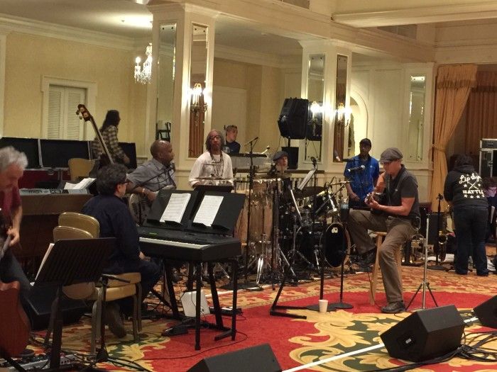 James rehearsing with the house band before the show. Photo by Ellyn Kusmin.