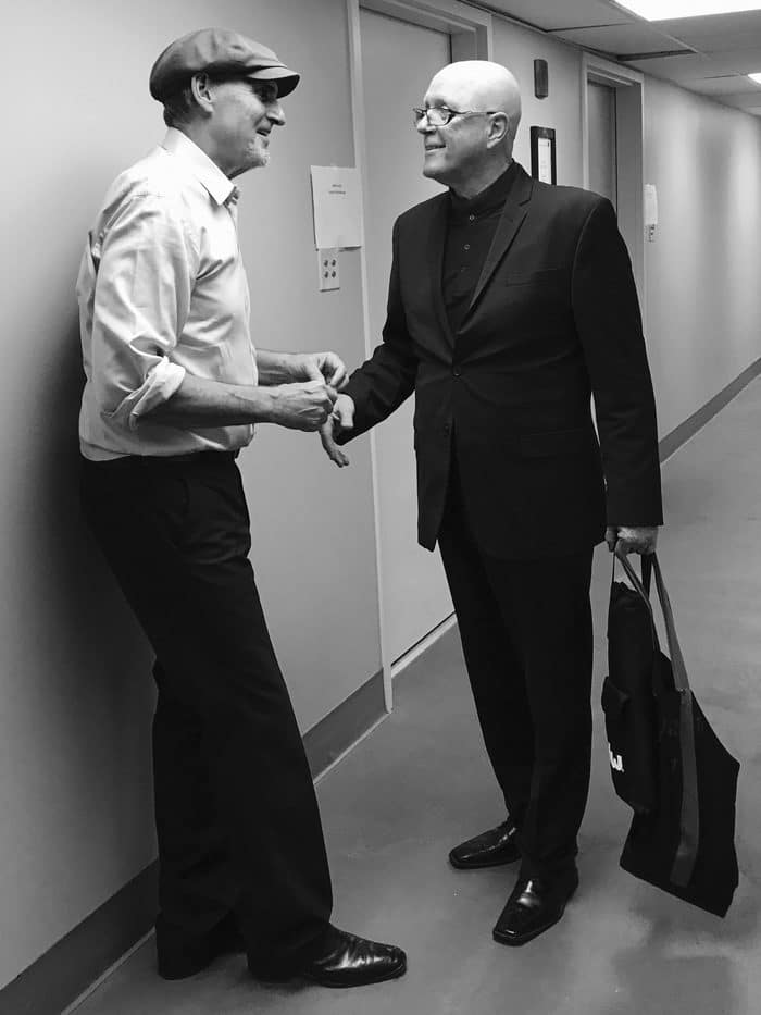 James and Russ Kunkel backstage after the concert. Photo by Ellyn Kusmin