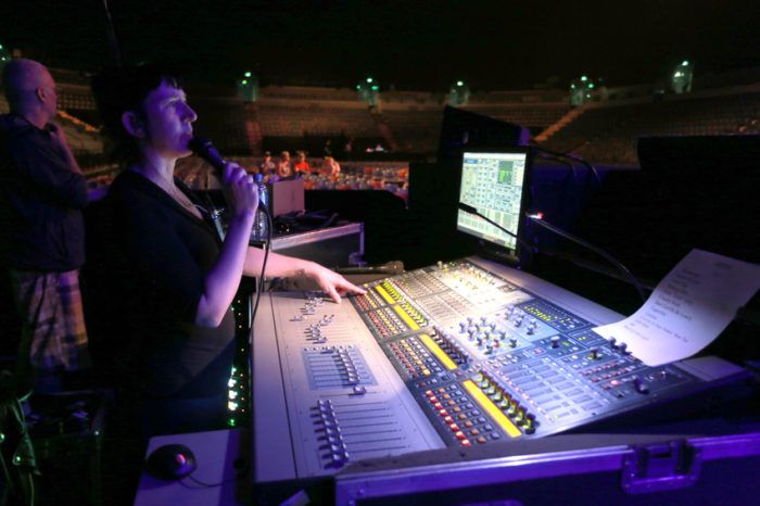 Rachel Adkins, in-ear mixer. (Photo: Garry Brandon)