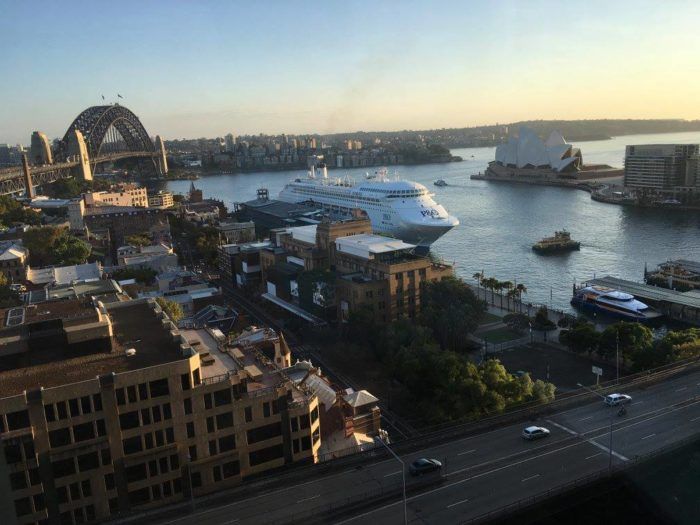 Stunning view of Sydney Harbor from James’s hotel room. (Photo: James Taylor)