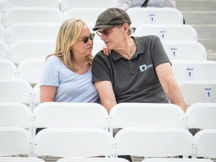 James and Kim steal a quiet moment before the show. (Photo: Ellyn Kusmin)