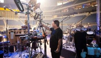 The height of every drum and piece of percussion is measured carefully. (Scott Hoffman, drum tech) (Photo: Michael Drazdzinski)