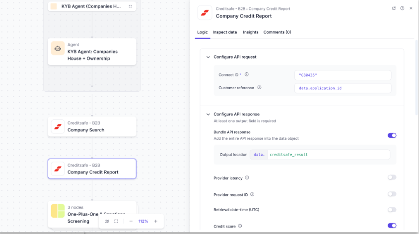 Screenshot of product output