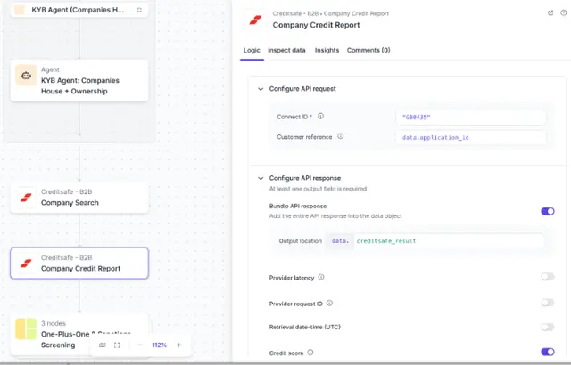 Screenshot of product output