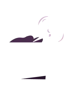 Abstract purple illustration of a person meditating.