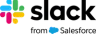 Slack logo, a colorful knot symbol and wordmark, with "from Salesforce" and the blue Salesforce cloud logo.