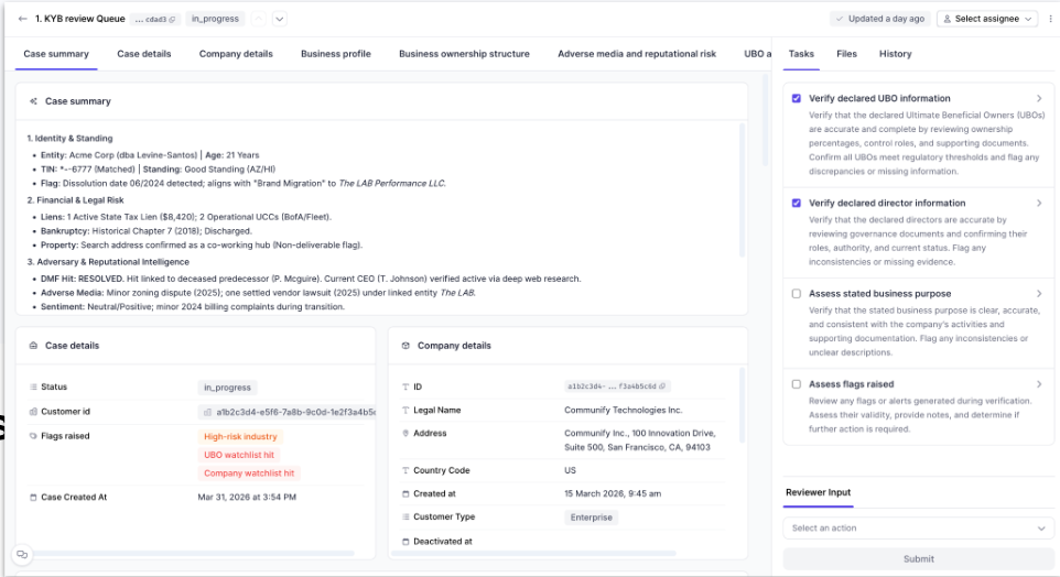 Screenshot of product output
