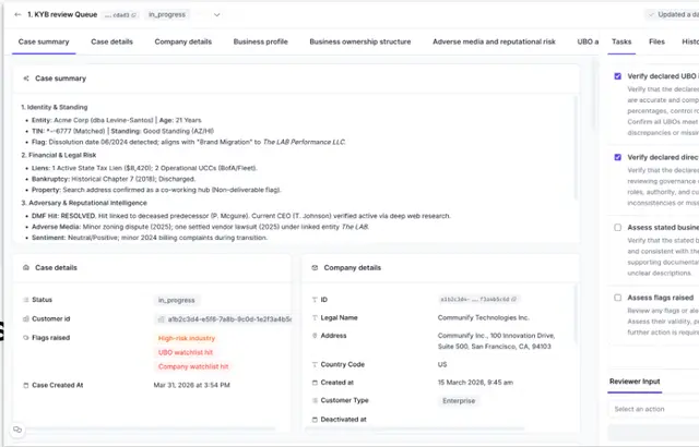 Screenshot of product output
