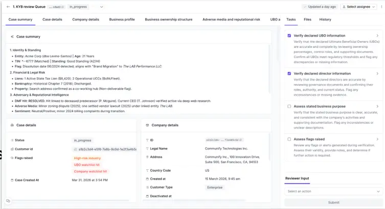 Screenshot of product output