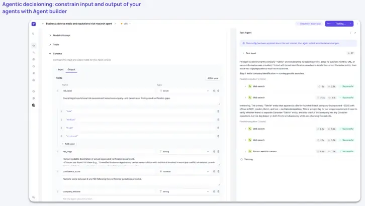 Screenshot of product output