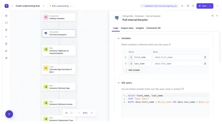 Screenshot of product output