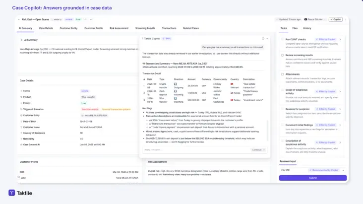 Screenshot of product output