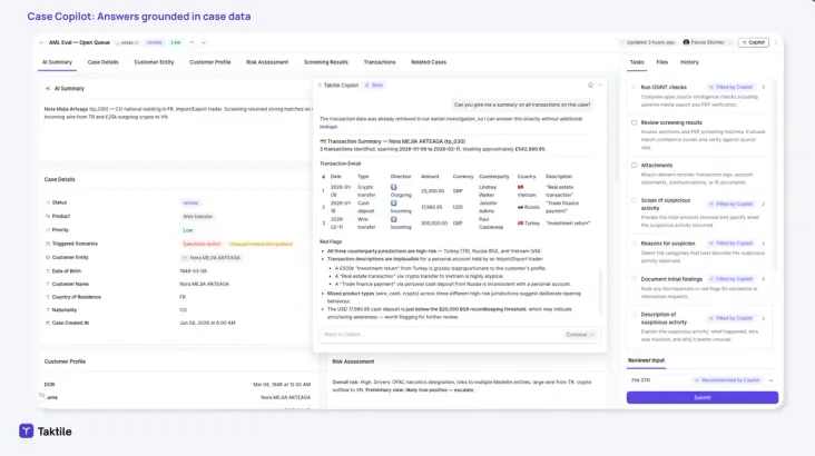 Screenshot of product output