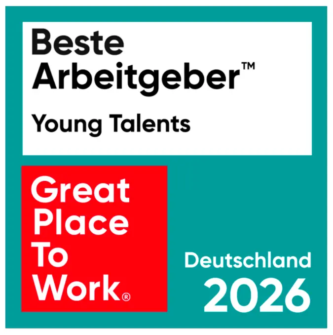 Great Place To Work Beste Arbeitgeber Young Talents Deutschland 2026 award badge.