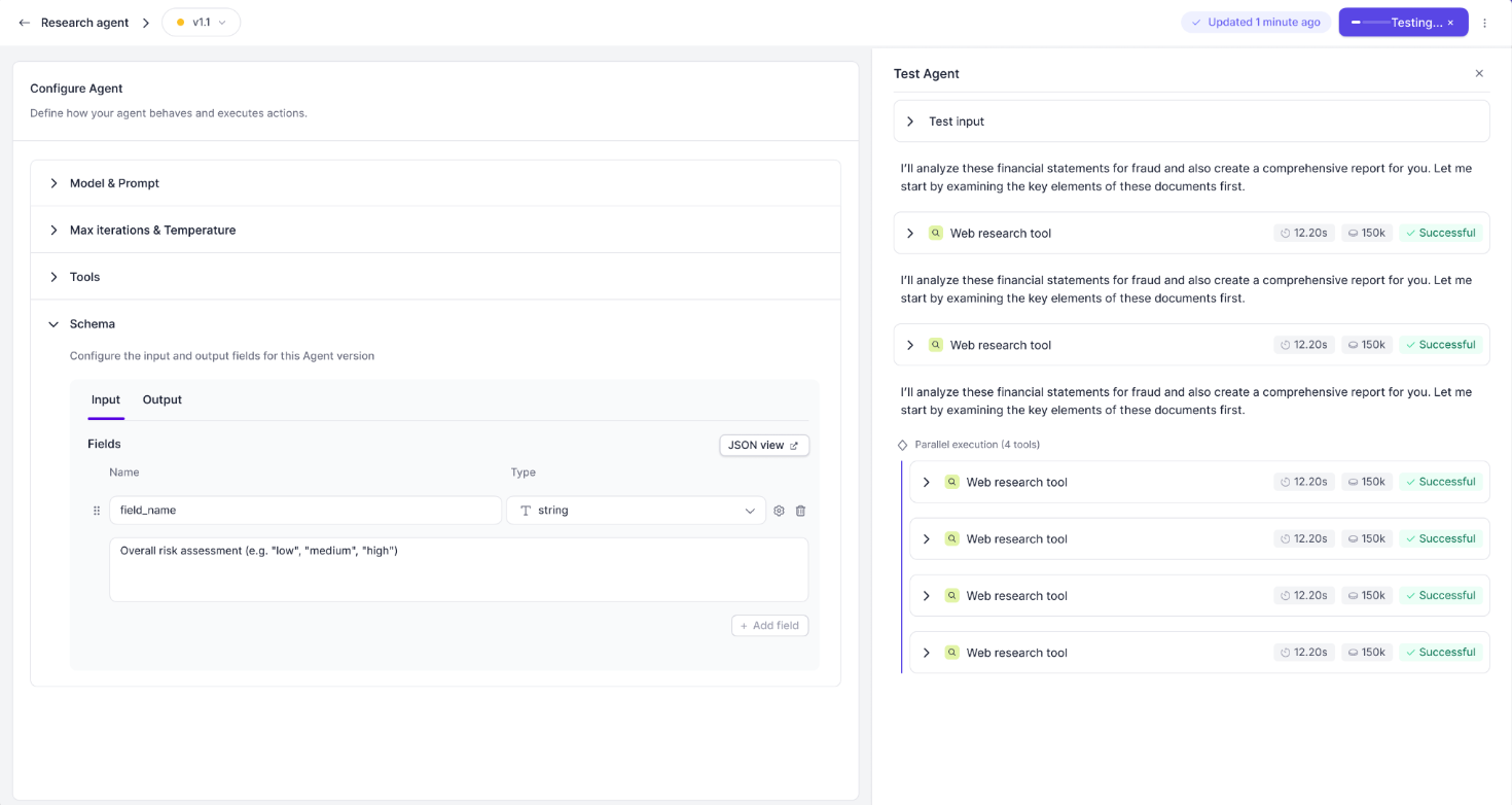 Screenshot of product output