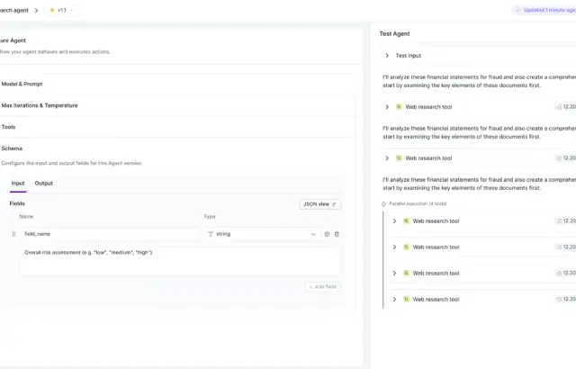 Screenshot of product output