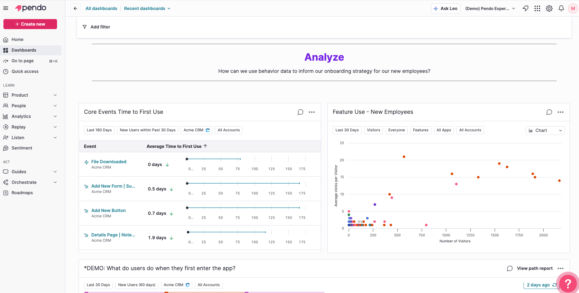 Screenshot of Pendo solution