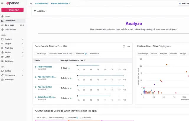 Screenshot of Pendo solution