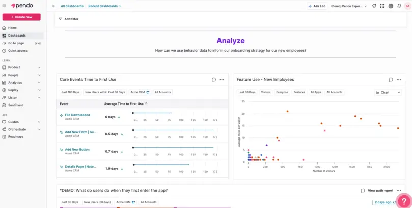 Screenshot of Pendo solution