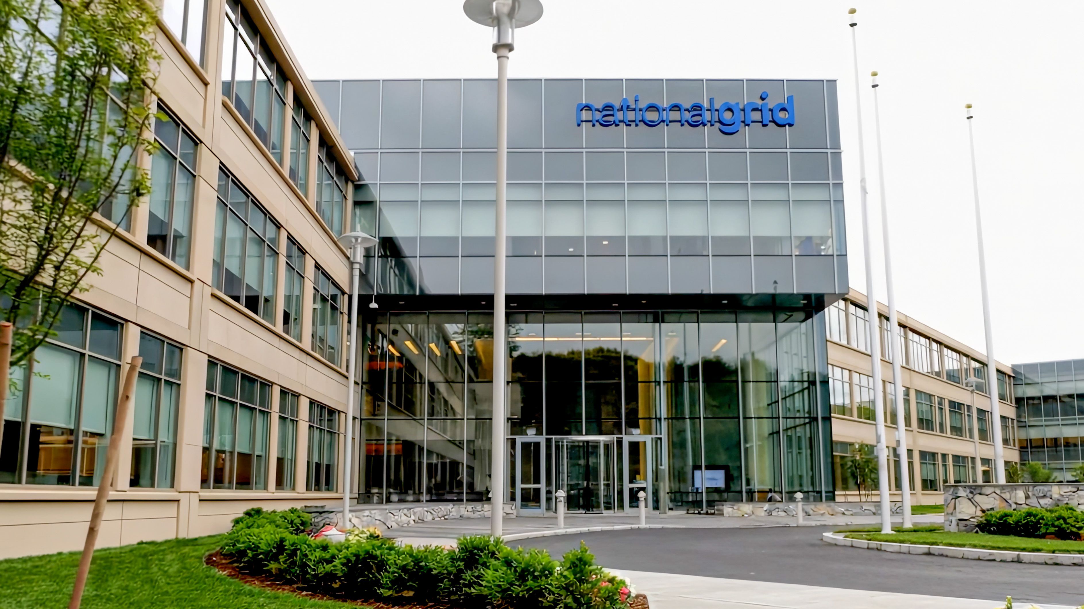 National Grid building with a modern glass facade.