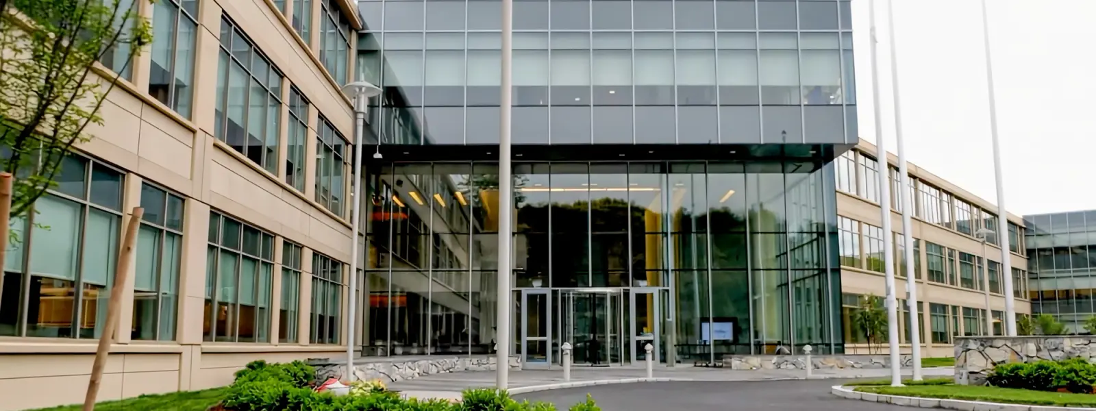 National Grid building with a modern glass facade.