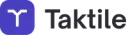 Taktile logo with a white stylized 'Y' on a purple rounded square, next to the word 'Taktile'.