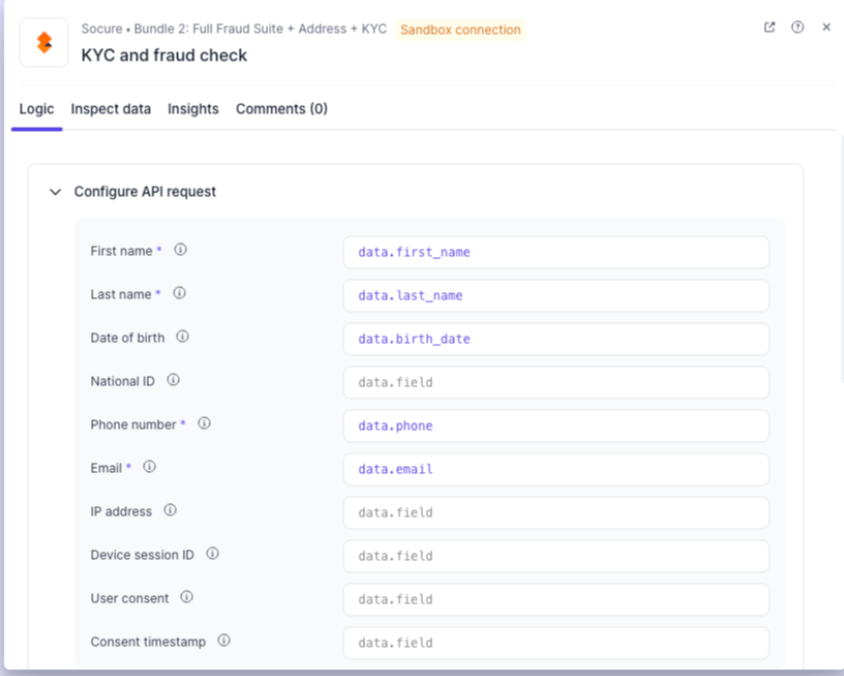 Screenshot of product output