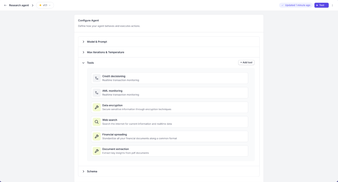 Screenshot of product output