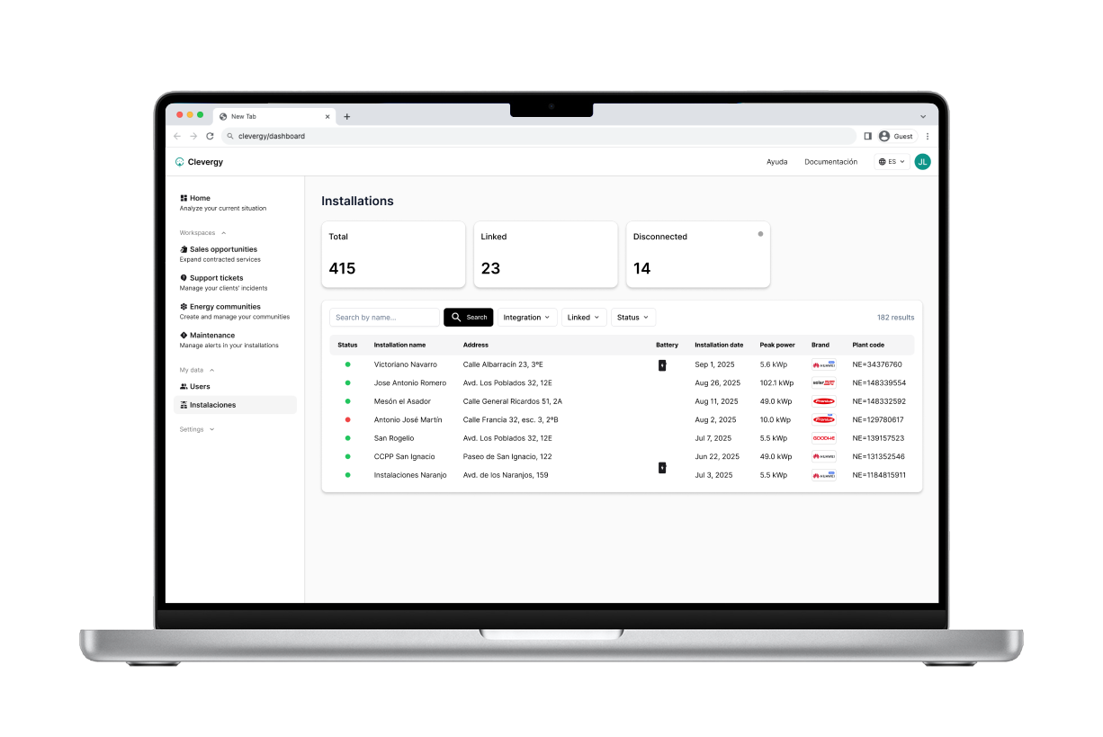 Screenshot of Clevergy product