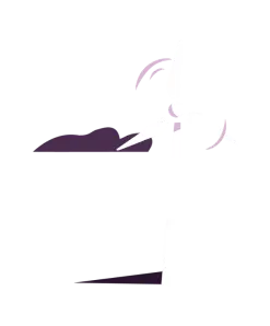 White wind turbine with purple wind accents.