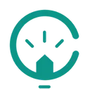 Teal icon of a lit lightbulb within a C-shape.
