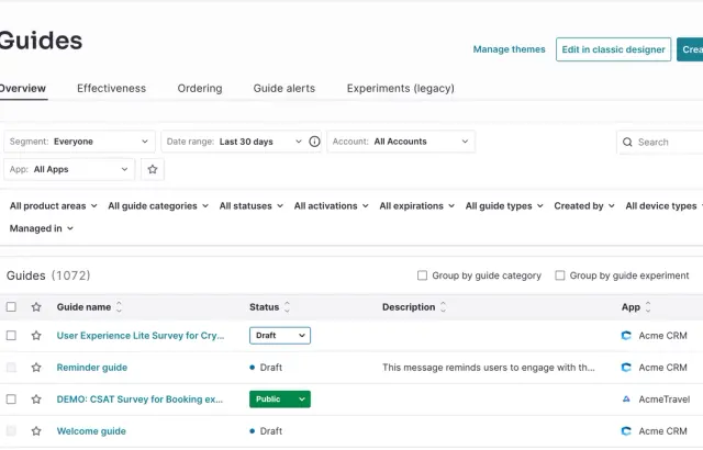 Screenshot of product output