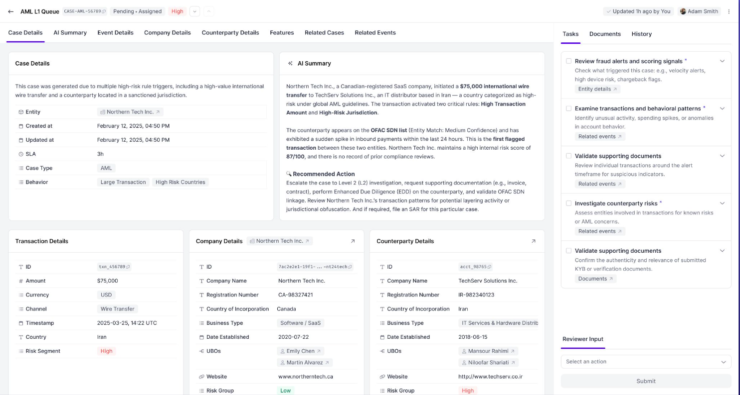 Screenshot of product input